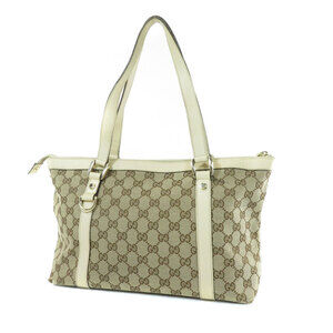 Gucci Abbey Canvas ivory Bag White beige GG Tote
